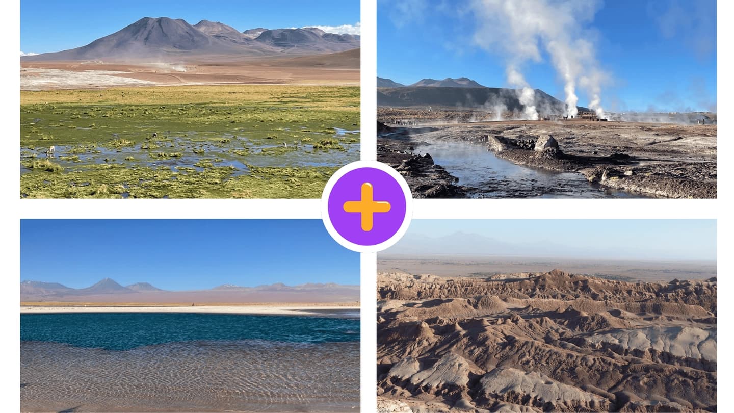 San Pedro de Atacama en 2 días: Valle de la Luna + Geysers del Tatio + Laguna Cejar