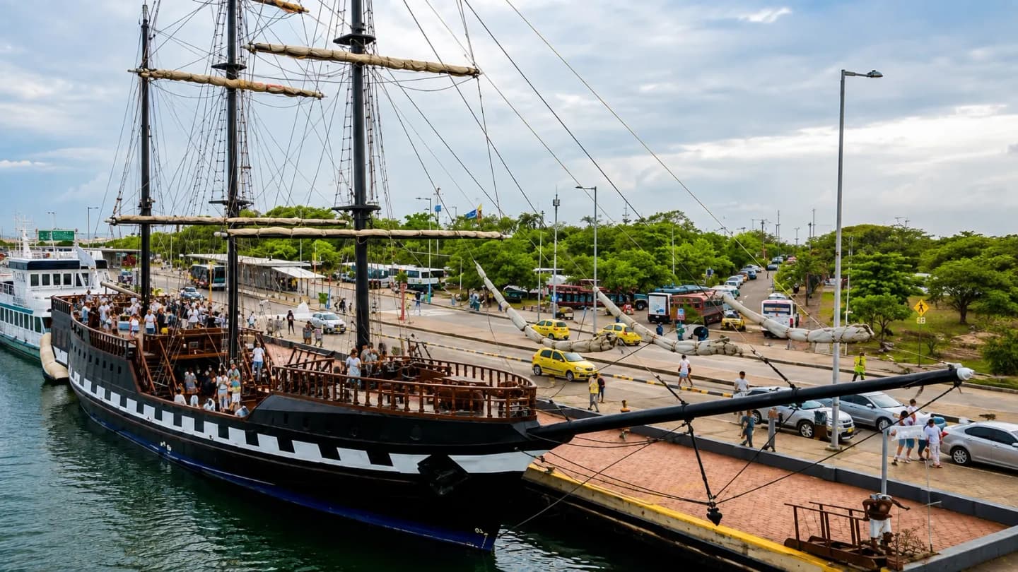 Passeio de barco pirata pela baía de Cartagena com bar aberto