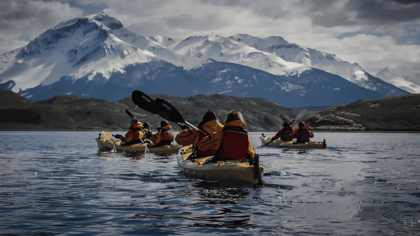 Kayak in Eberhard Fjord from Puerto Natales