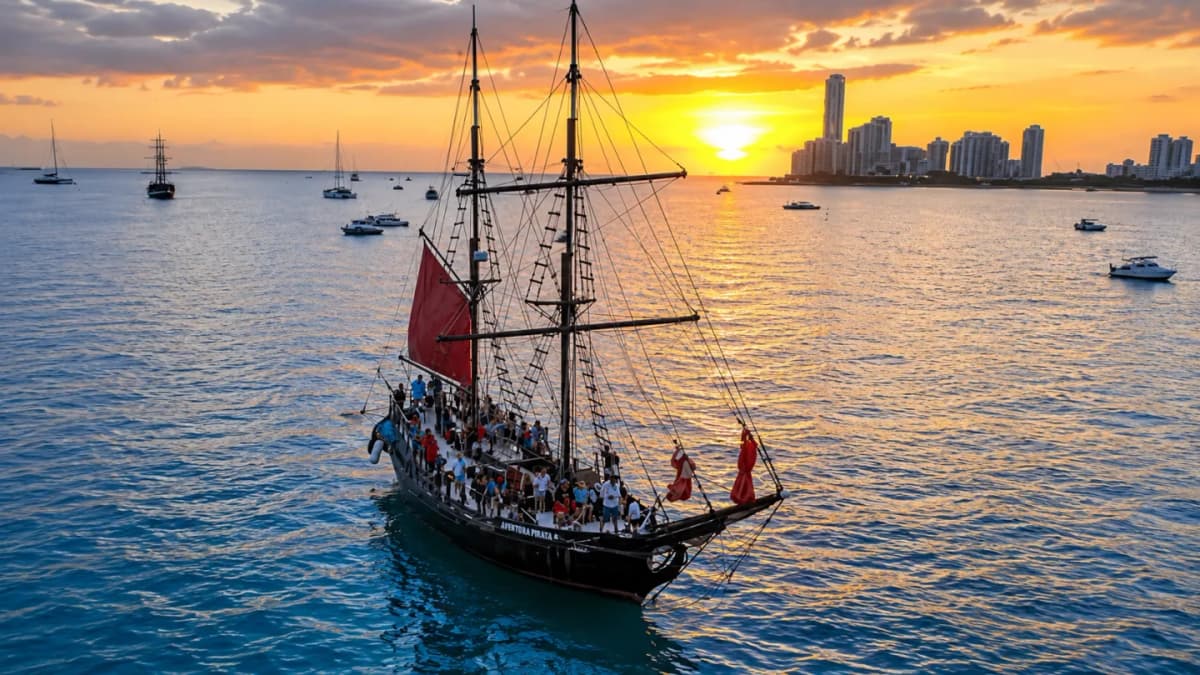 Passeio de barco pirata pela baía de Cartagena com barra livre