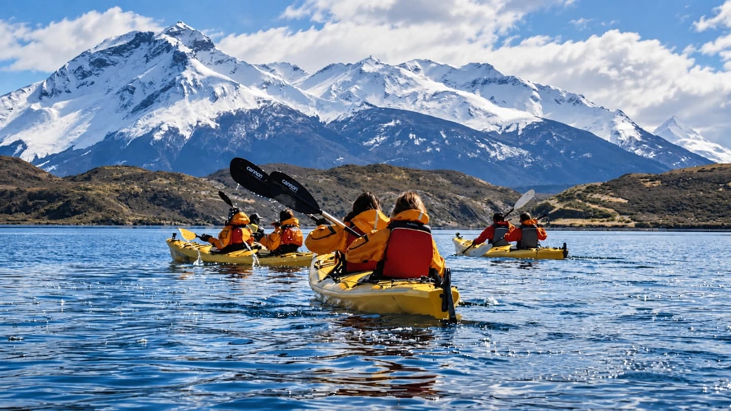Kayak in Eberhard Fjord from Puerto Natales