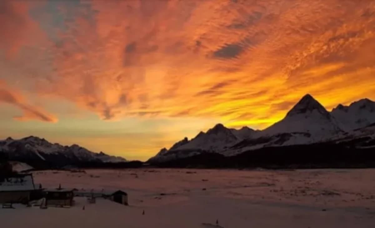 Snow Cat at Sunset in the Valley and Chocolate