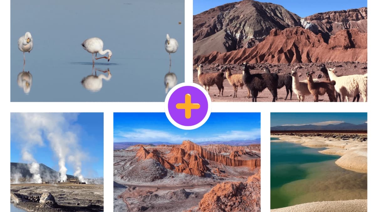 San Pedro de Atacama en 3 días: Valle del Arcoíris + Valle de la Luna + Geysers del Tatio + Laguna Cejar + Piedras Rojas